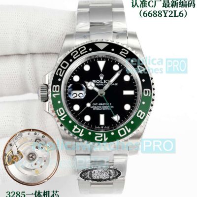Clean Factory Top Clone New Left-Handed Rolex GMT Master II Gain Weight Oyster 3285 Watch 